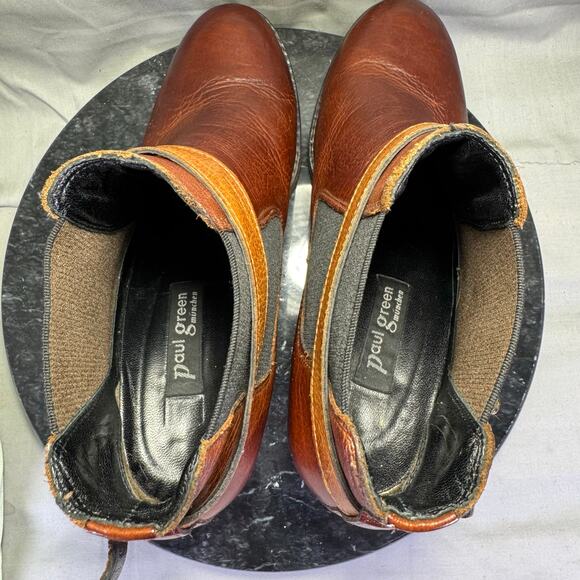 Paul Green Orsen Saddle Brown Leather Ankle Boots Women’s Size 8 US - Picture 7 of 8